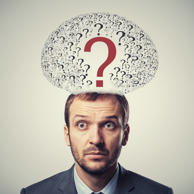 a man with question in his head
